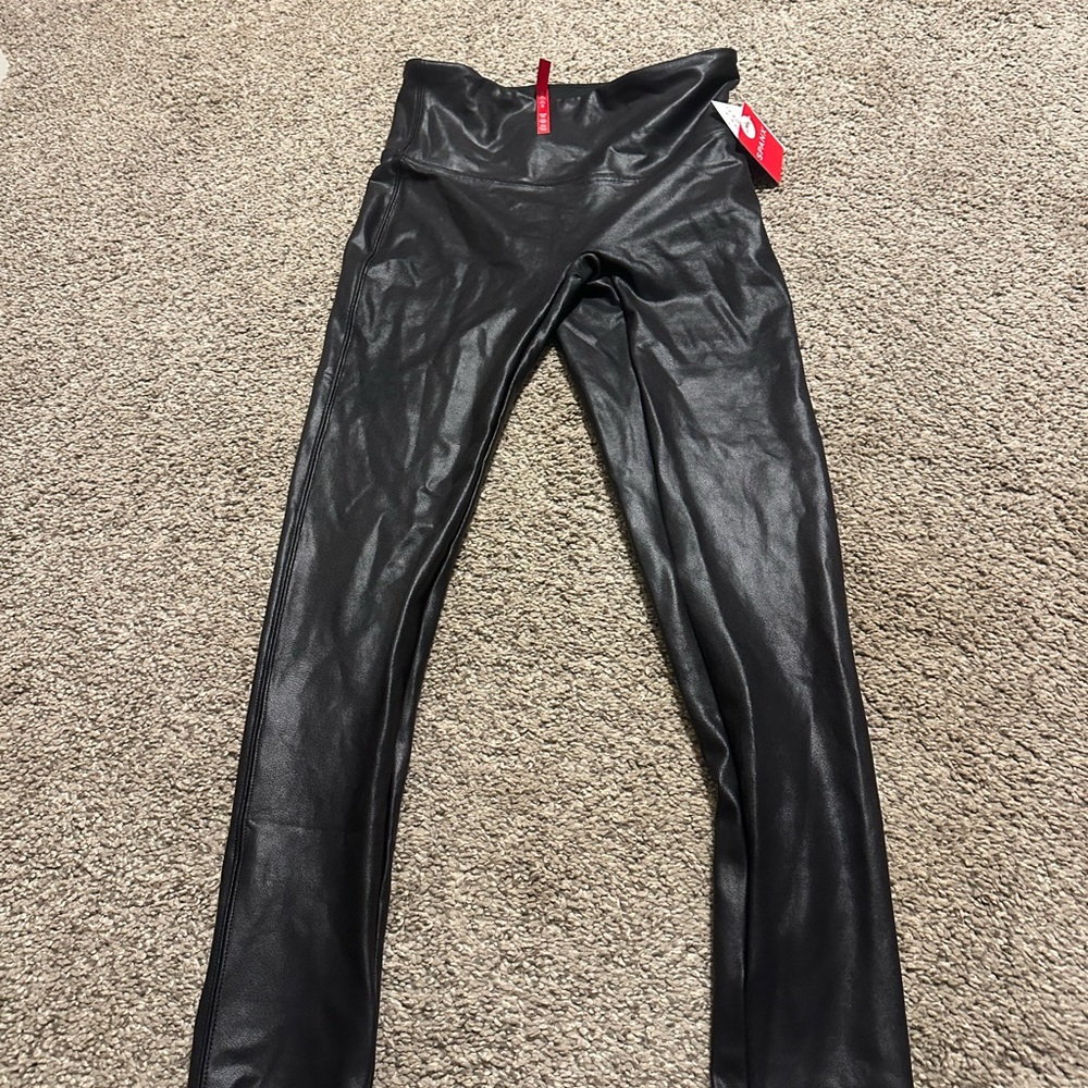 Assets by Spanx Black Faux Leather Leggings
